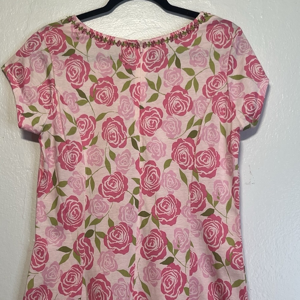 Hanna Andersson Floral Knit Midi Dress Bright Pink Size S Cotton - Picture 9 of 16